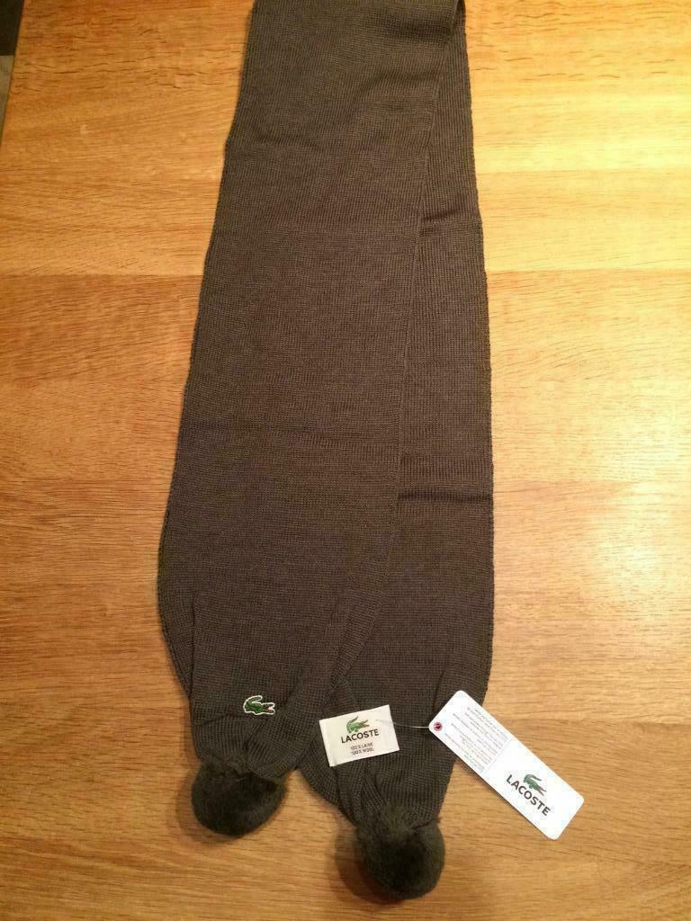 Lacoste sjaal 100%  wol kaki Nieuw!, Ophalen of Verzenden, Nieuw