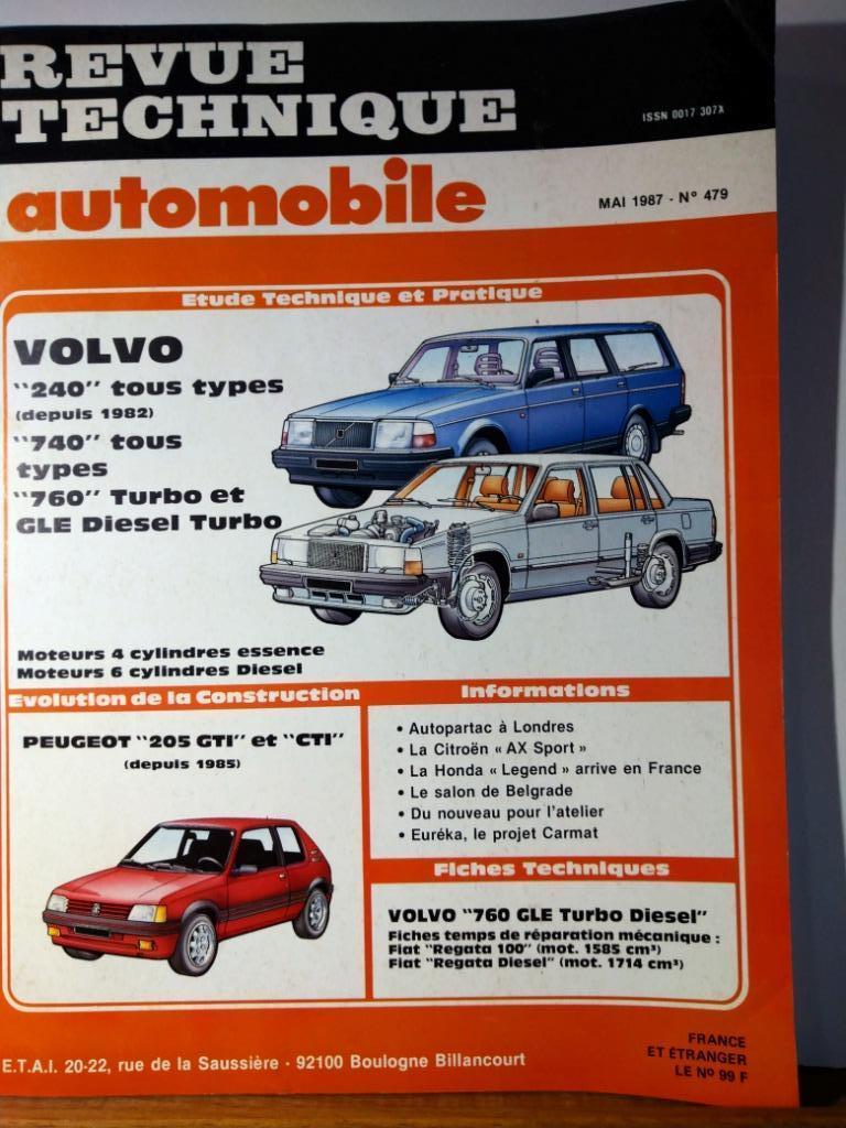 RTA - Volvo 240 - 740 - 760 - Peugeot 205 GTI - n 479, Autos : Divers, Modes d'emploi & Notices d'utilisation, Envoi