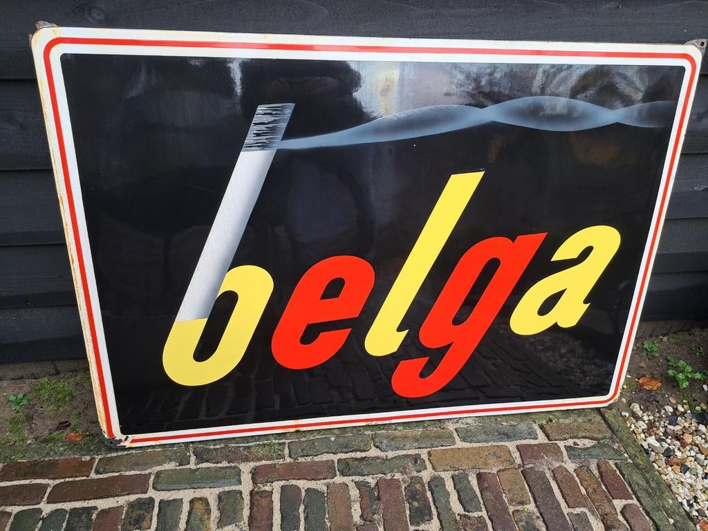 Emaille reclamebord Belga emaille reclame, Verzamelen, Ophalen, Reclamebord