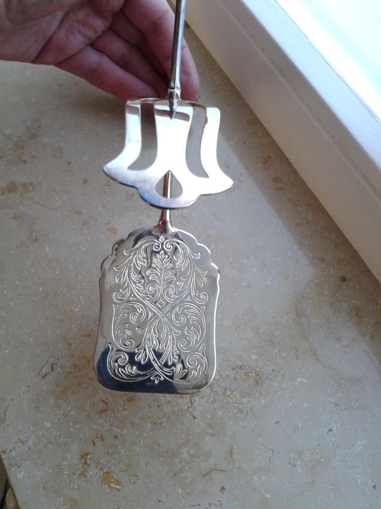 vintage silver plated gebaktang  -  La S.Marco serie Prealpi, Antiek en Kunst, Antiek | Zilver en Goud, Zilver, Ophalen of Verzenden