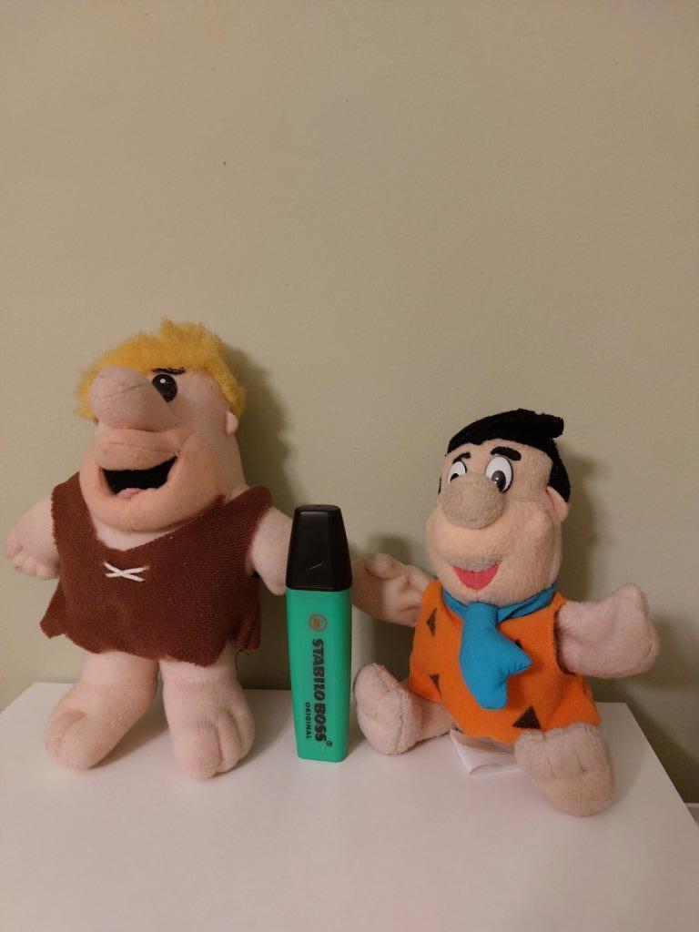 Vintage poppetjes Fred Flintstone Barney Rubble knuffels, Ophalen of Verzenden, Zo goed als nieuw