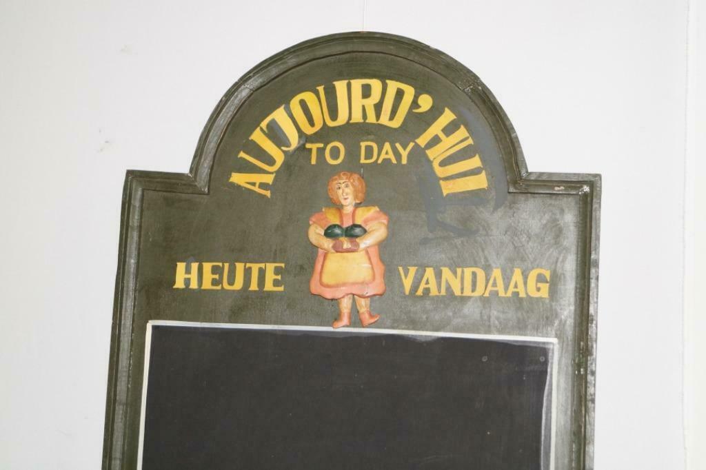 Groot antieke krijtbord met vrouw volledig authentiek H 162, Ophalen