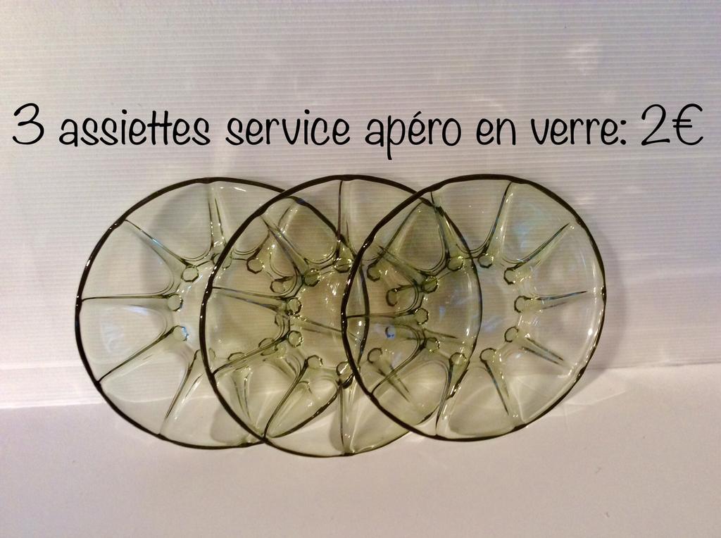 3 aperitiefborden, Zo goed als nieuw, Glas