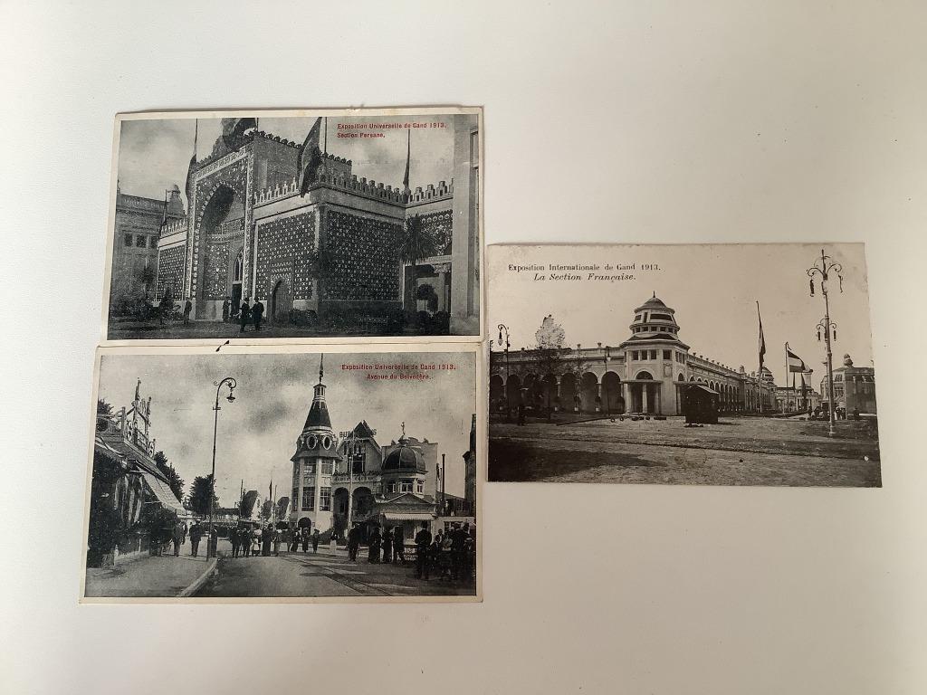 3 ongelopen postkaarten expo Gent 1913, Ophalen of Verzenden, Voor 1920, Ongelopen, Oost-Vlaanderen
