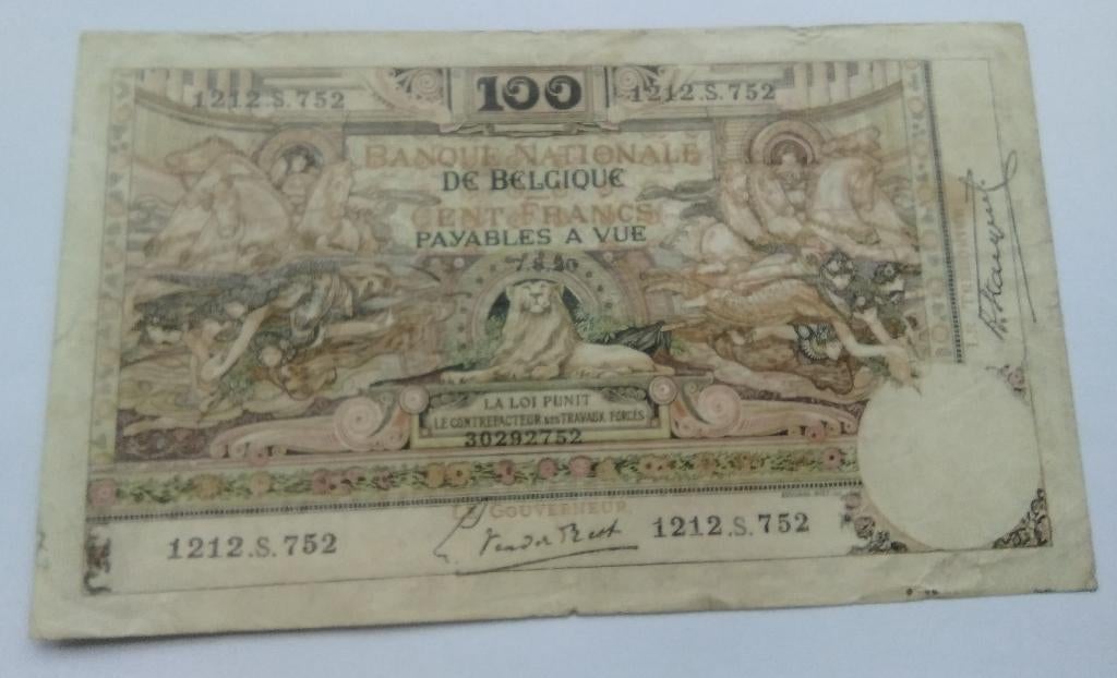 belgie 100 frank/20 belgas model1898 zonder arabesken 7-8-20, Postzegels en Munten, Bankbiljetten | België, Ophalen of Verzenden