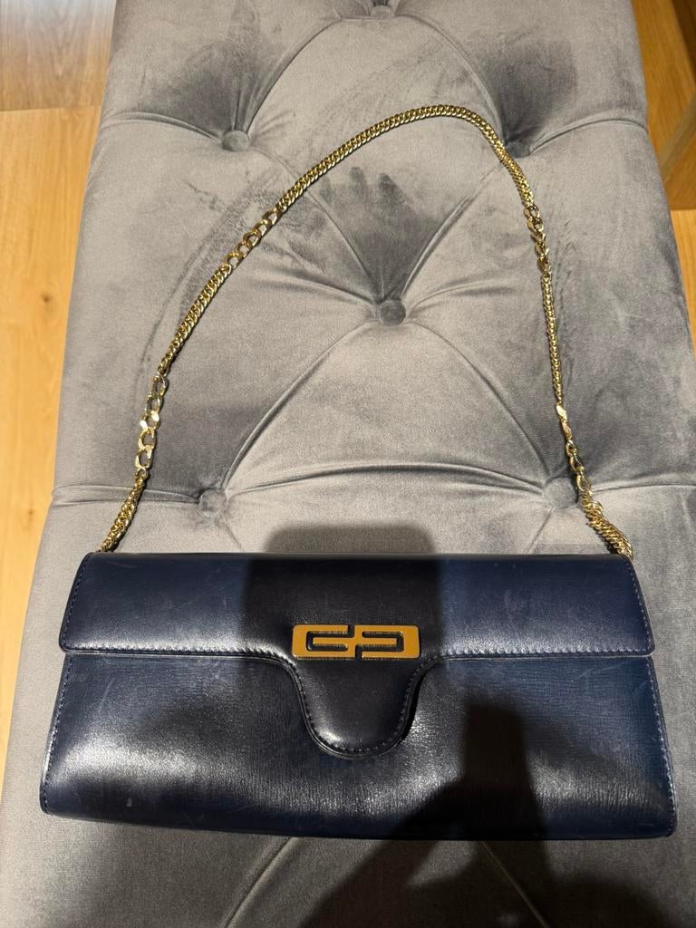 Louise Fontaine leren tas, Ophalen, Gebruikt, Blauw, Avondtasje