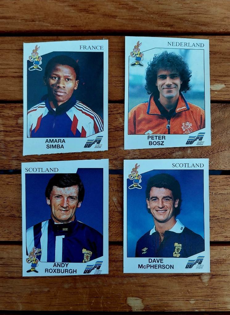 Panini EK Euro 92 lot 4 stickers in topconditie, Ophalen of Verzenden, Zo goed als nieuw