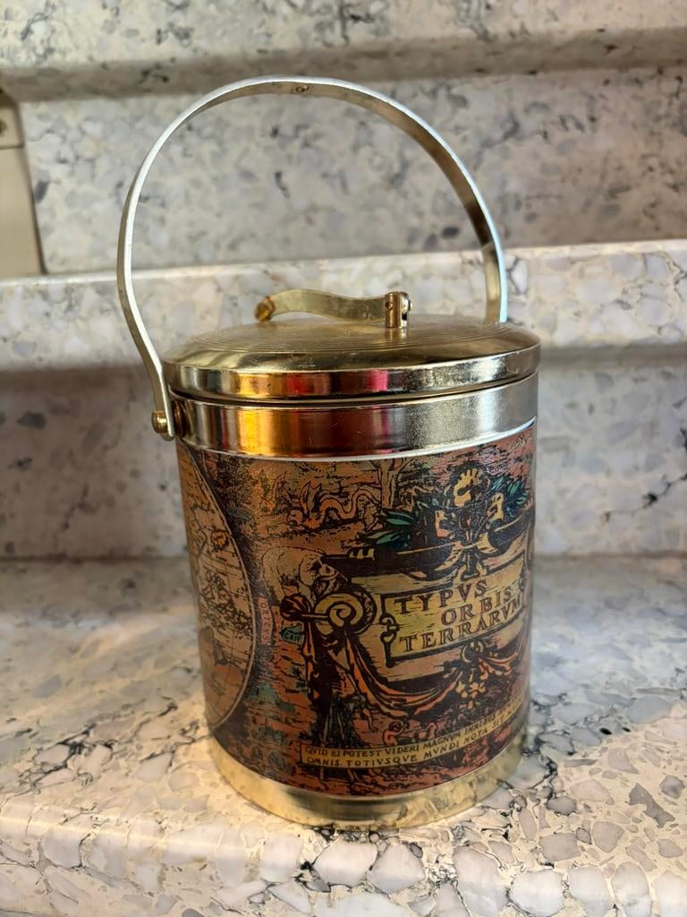 Vintage world map ice bucket, Ophalen of Verzenden