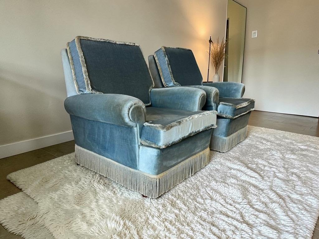 set van 2 vintage zetels / fauteuils / eenzitten met franjes, Antiek en Kunst, Ophalen