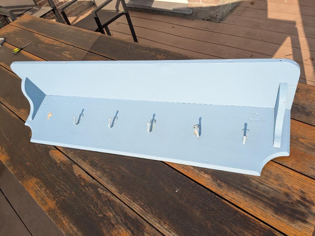 Porte manteau en bois peint en bleu, Moins de 25 cm, Moins de 100 cm, 100 à 150 cm, Enlèvement