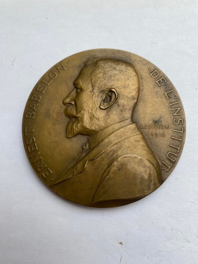 Médaille hommage à Ernest Babelon par Devreese 1910, Enlèvement ou Envoi, Bronze