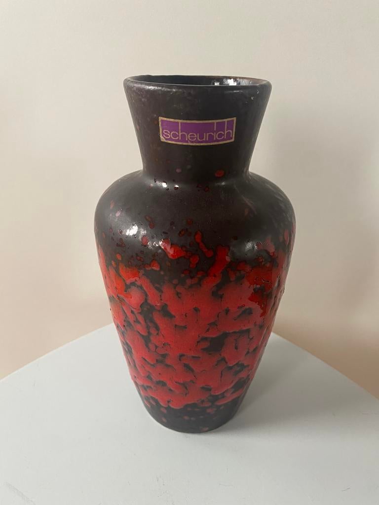 Vase vintage Scheurich Fat Lava décor Kaskade, Antiquités & Art, Enlèvement ou Envoi
