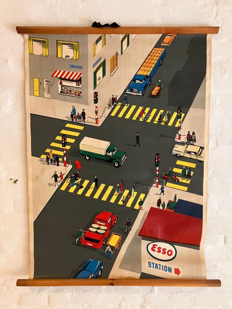 Affiche de circulation scolaire des années 50, Enlèvement, Vues de Villes ou de Villages