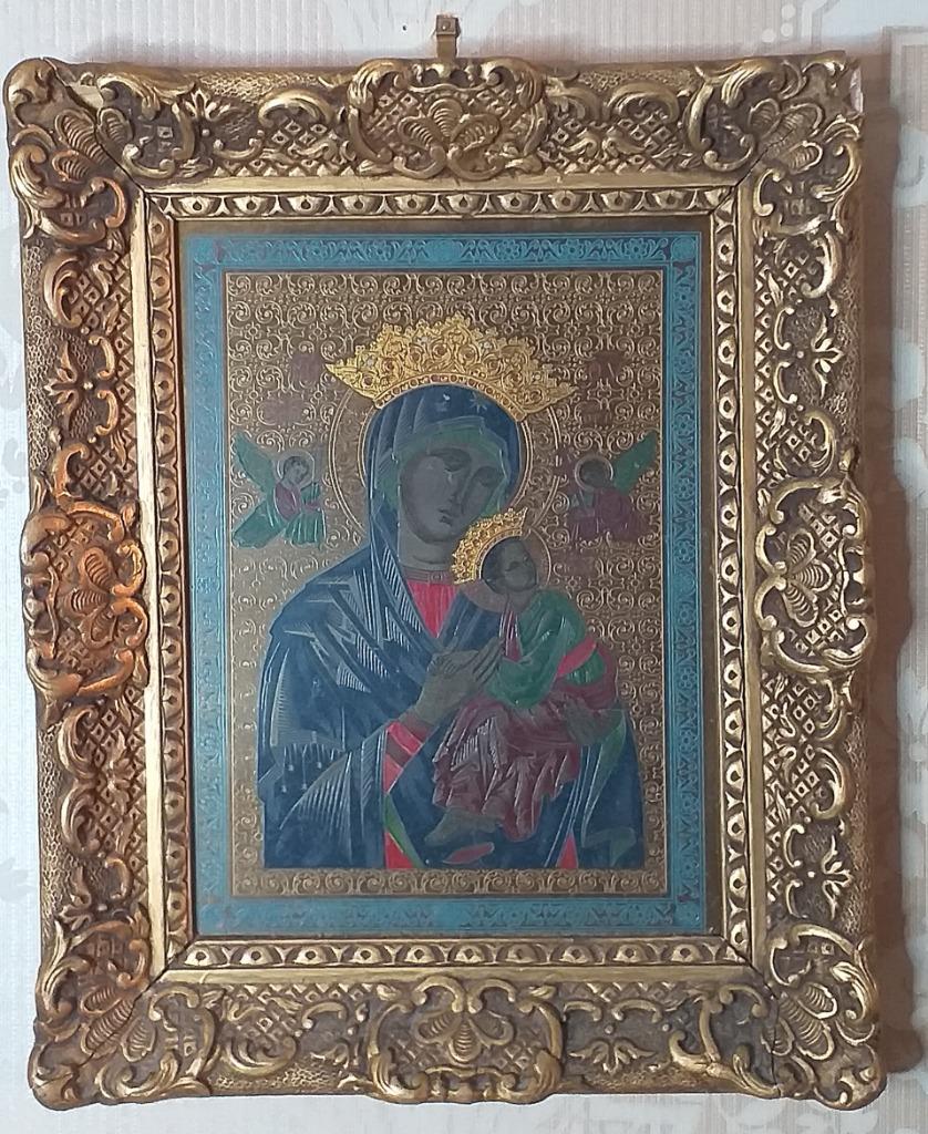 antieke icoon op koperen plaat, Antiek en Kunst, Ophalen of Verzenden
