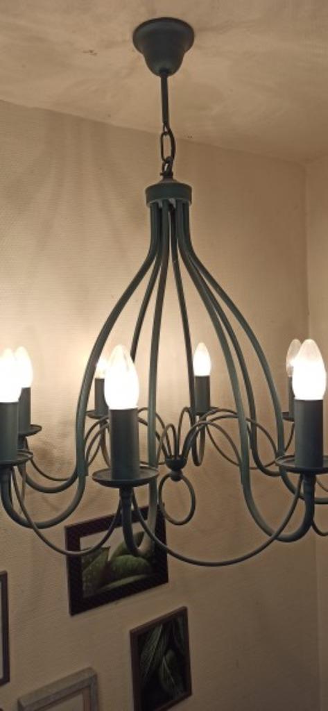 lustre 8 branches Massive, Maison & Meubles, Enlèvement, Comme neuf, Métal, Classique