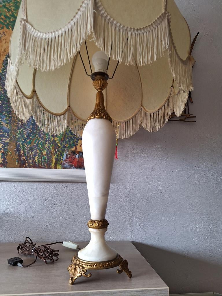 Lampenvoet met brons en wit marmer, Antiek en Kunst, Ophalen