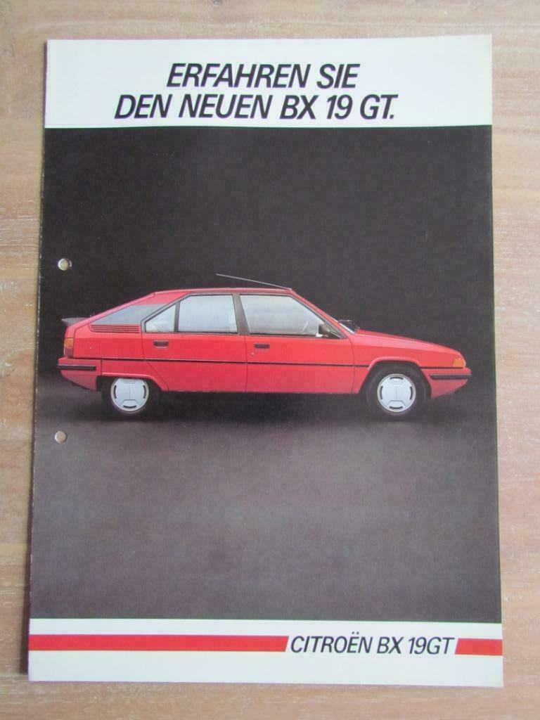 Folder Citroen BX19GT 1985, Ophalen of Verzenden, Zo goed als nieuw, Citroën