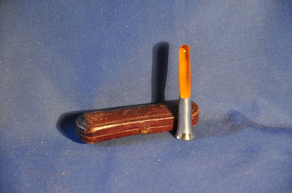 §  porte cigarette ambre et argent avec etui, Enlèvement ou Envoi, Utilisé, Autres types