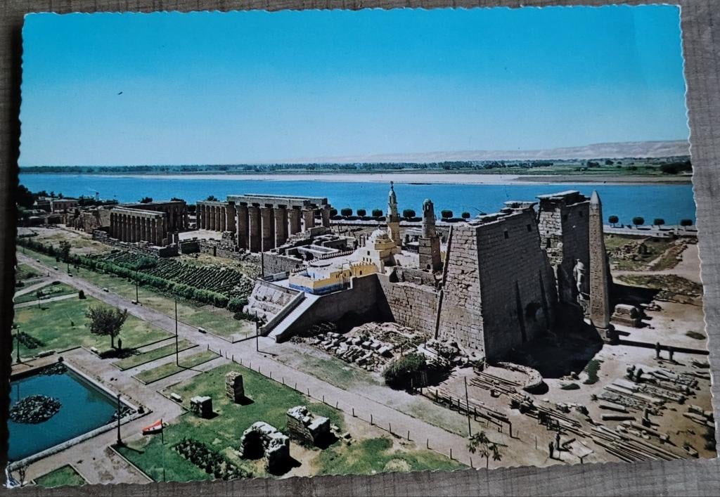 Oude postkaart: tempel Luxor, Verzamelen, Ophalen of Verzenden, Ongelopen, Buiten Europa