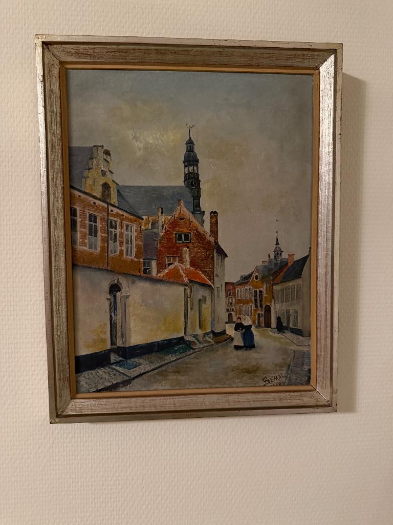 Schilderij begijnhof Lier , Henri Semal, Antiek en Kunst, Ophalen of Verzenden