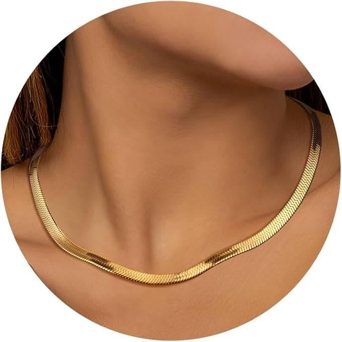 14 karaat vergulde slangenketting voor dames | GRATIS LEV, Overige materialen, Verstelbaar, -, Verzenden