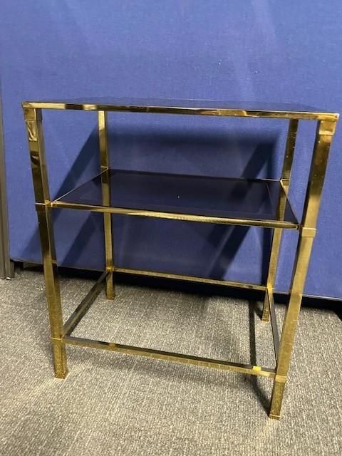 Bijzet tafeltje koper en glas jaren 70 zeldzaam, Ophalen, Gebruikt, Glas