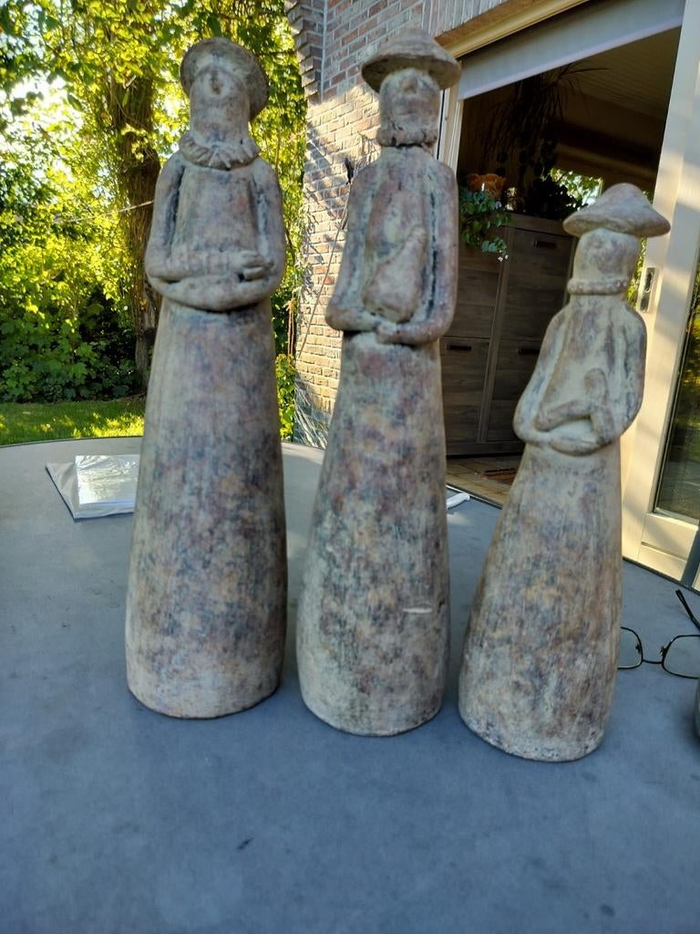 Set van 3 Mexicaanse Terra cotta beelden. man,vrouw kind, Ophalen, Zo goed als nieuw