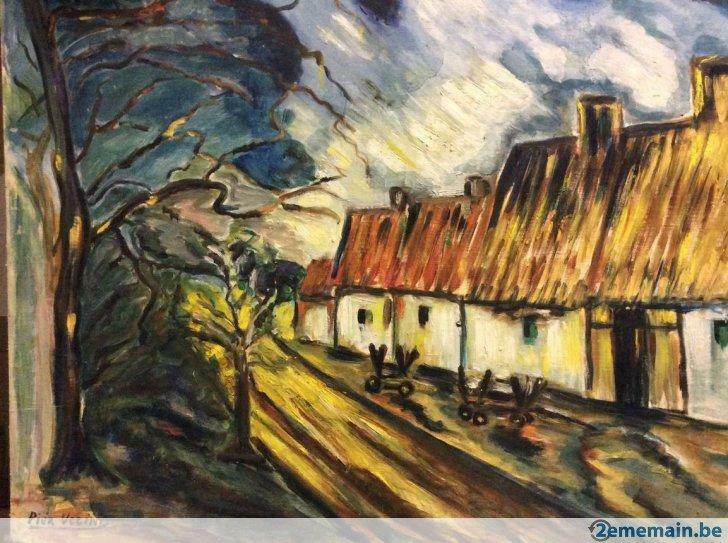 schilderij - de rode daken, Antiek en Kunst, Kunst | Schilderijen | Modern