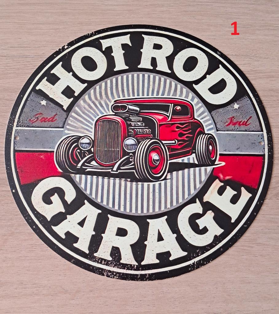 Diverse Hot Rod retro look reclame borden., Ophalen of Verzenden, Nieuw, Reclamebord