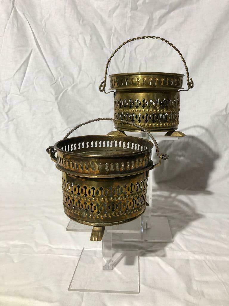 2 Kopere theelicht verwarmers, koffie/thee kan verwarmers, Antiek en Kunst, Ophalen of Verzenden, Koper