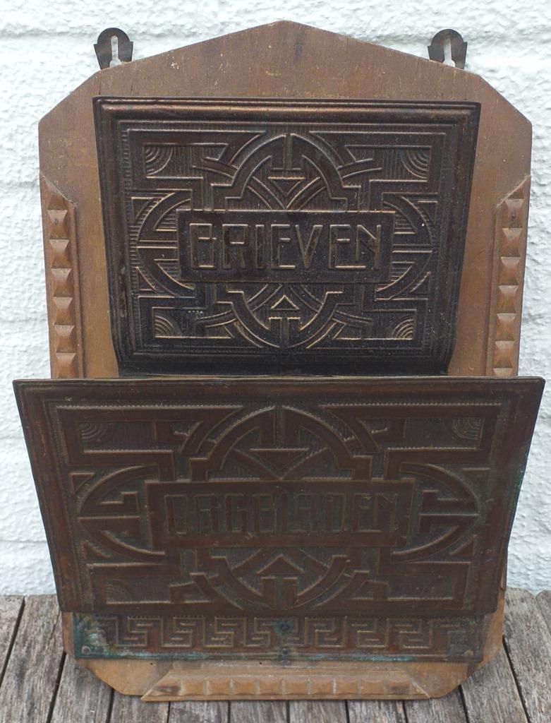 Art Deco brieven- en dagbladhouder - Amsterdamse school, Antiek en Kunst, Verzenden