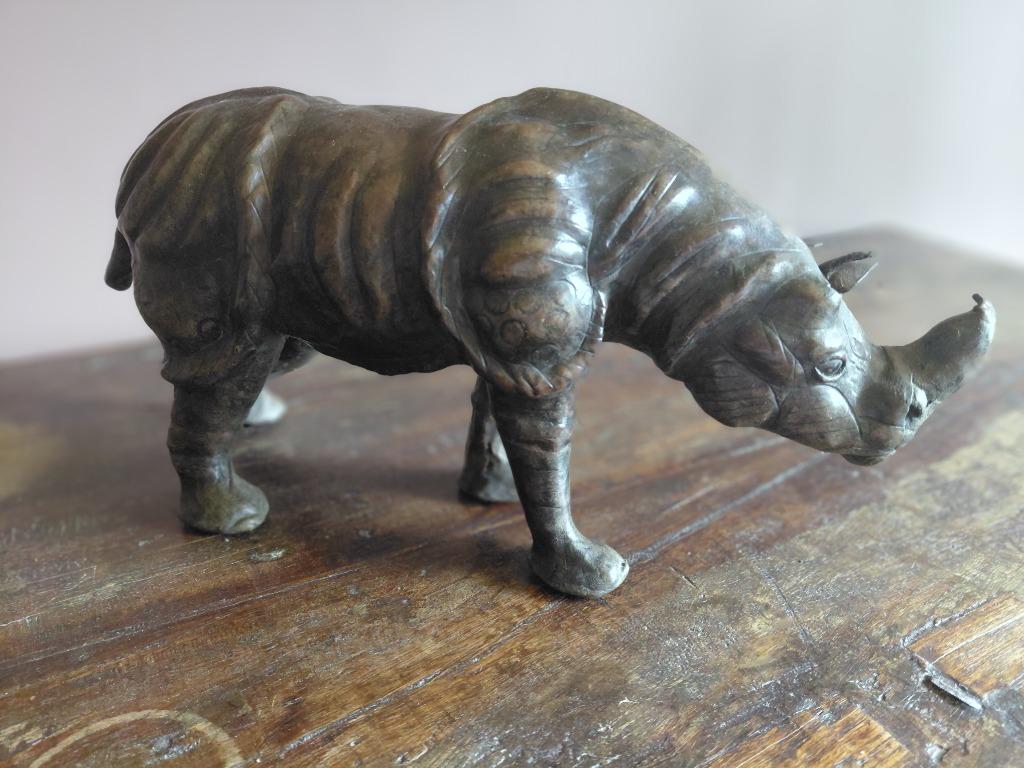 Vintage Mid 20e Eeuw Lederen Neushoorn Sculptuur, Ophalen of Verzenden