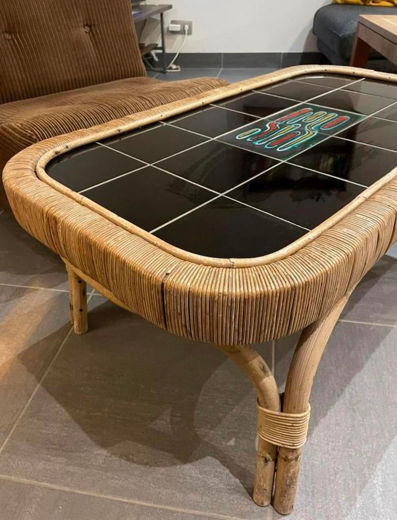 Rotan Salontafel, Huis en Inrichting, Tafels | Salontafels, Ophalen, Zo goed als nieuw