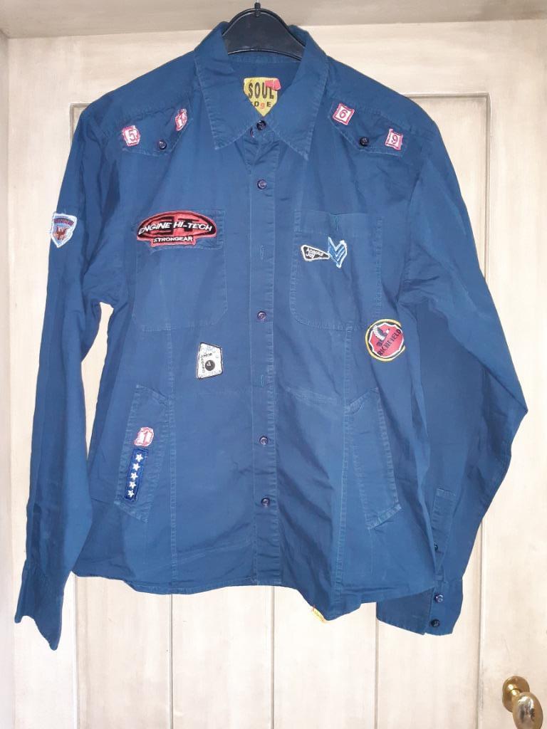 Blauw hemd met zakken, Soul Edge, Blauw, Ophalen of Verzenden, Zo goed als nieuw