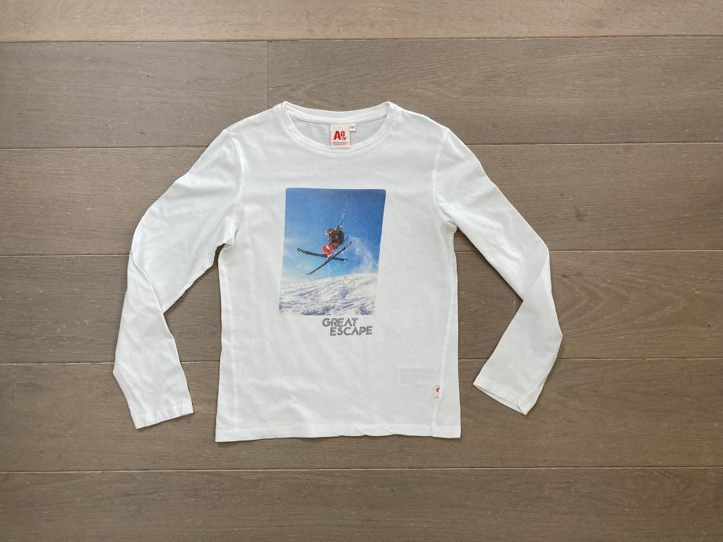 Witte longsleeve T-shirt American Outfitters (maat 12 jaar), AO76 American Outfitters, Ophalen of Verzenden, Zo goed als nieuw