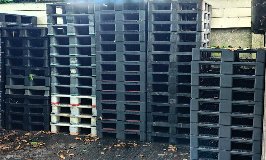 Partij 70 stuks kunststof paletten, Doe-het-zelf en Bouw, Ophalen, Gebruikt