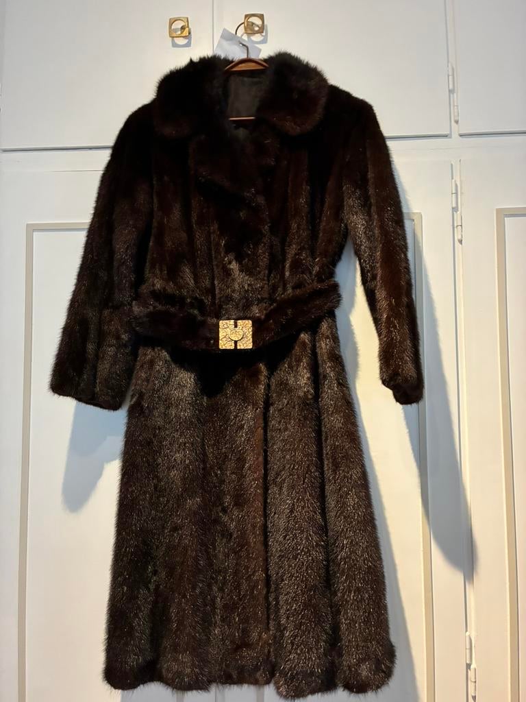 Manteau de fourrure vison brun, Ophalen, Zo goed als nieuw, Maat 38/40 (M), Bruin