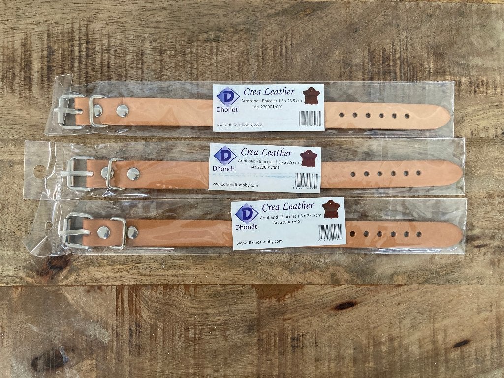 Leren armband naturel met gespsluiting - 15x235mm - Dhondt, Enlèvement ou Envoi, Neuf