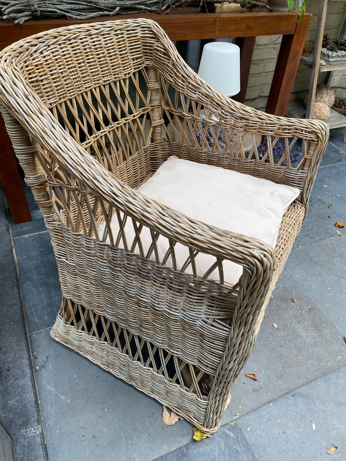 Zetelt in rotan, Tuin en Terras, Ophalen, Zo goed als nieuw, Rotan