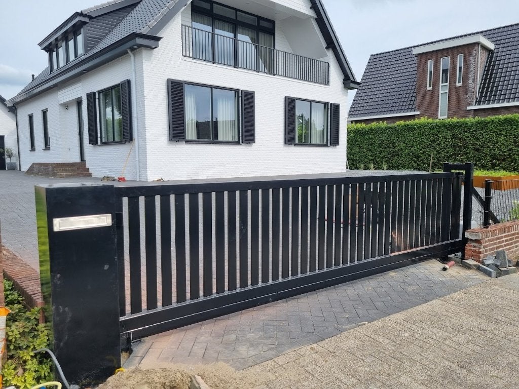 Lamellen schuifpoort of draaipoort incl fundatie,motor, Tuin en Terras, Tuinpoorten, Ophalen, Nieuw, IJzer, Schuifpoort