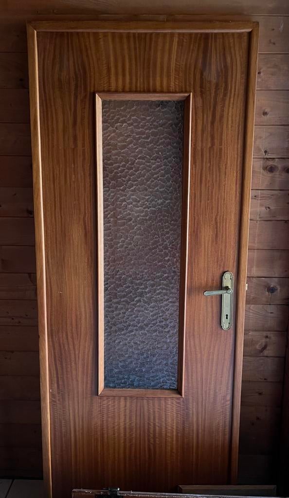 Porte en bois avec vitre, Enlèvement, 80 à 100 cm, Bois, 200 à 215 cm