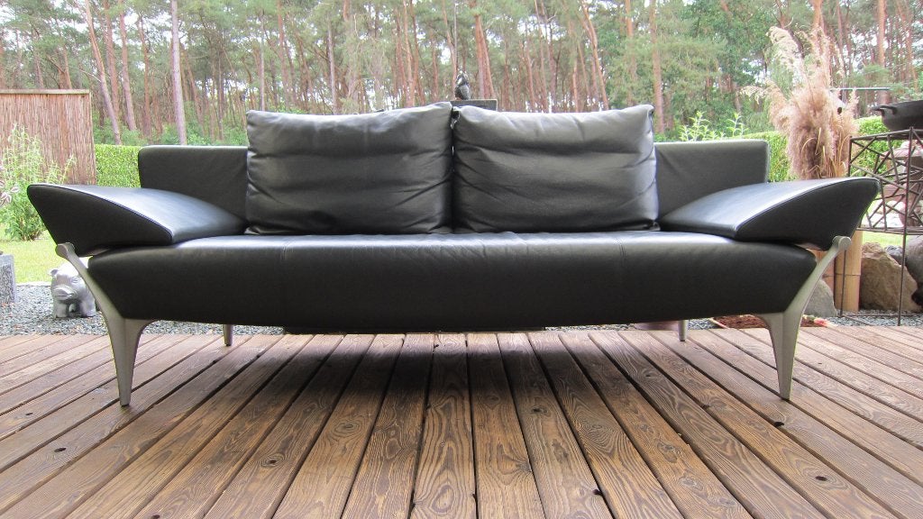 Canapé en cuir design « Rolf Benz » type 1600 Bon état !, 200 à 250 cm, Design, Banc droit, Enlèvement