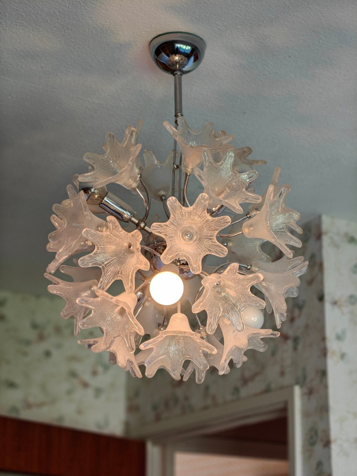 Vintage designlamp met bloemen uit glas, Ophalen