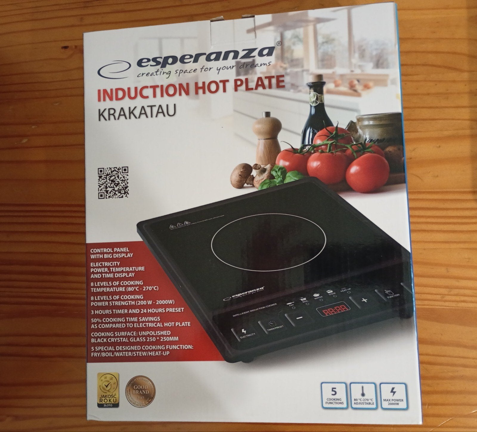 Esperanza Krakatau Inductiekookplaat 2000W – Nieuw in doos, Elektronische apparatuur, Ophalen