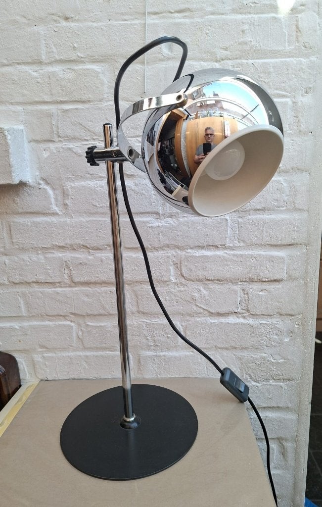 Lampe globe oculaire chromée, Goffredo Reggiani, Italie, 70s, Enlèvement ou Envoi