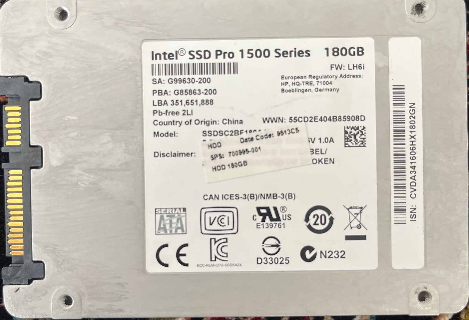 Intel SSD Pro 1500 180GB SATA SSD 2.5” – Getest & Werkend, Enlèvement ou Envoi, Comme neuf, SATA, SSD