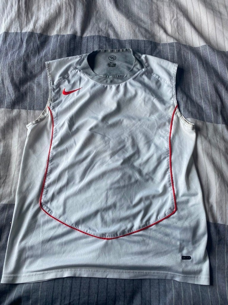 Nike Pro 90 Sleeveless Top White Red Size L, Maat 52/54 (L), Meerkleurig, Nike, Ophalen of Verzenden