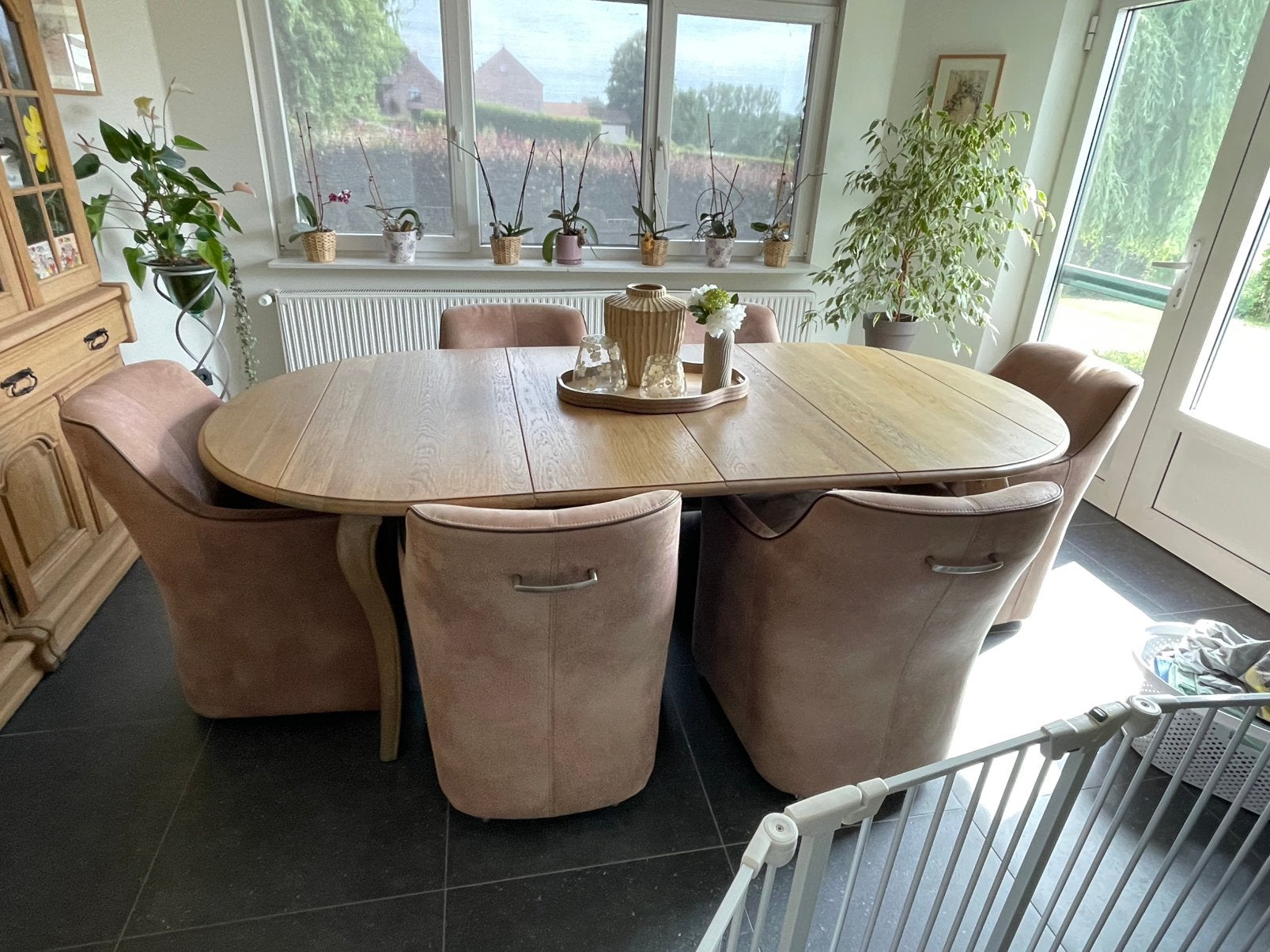 6 eetkamerstoelen 1met kleine beschadiging, Maison & Meubles, Chaises, Comme neuf, Brun, Enlèvement, Cinq, Six Chaises ou plus