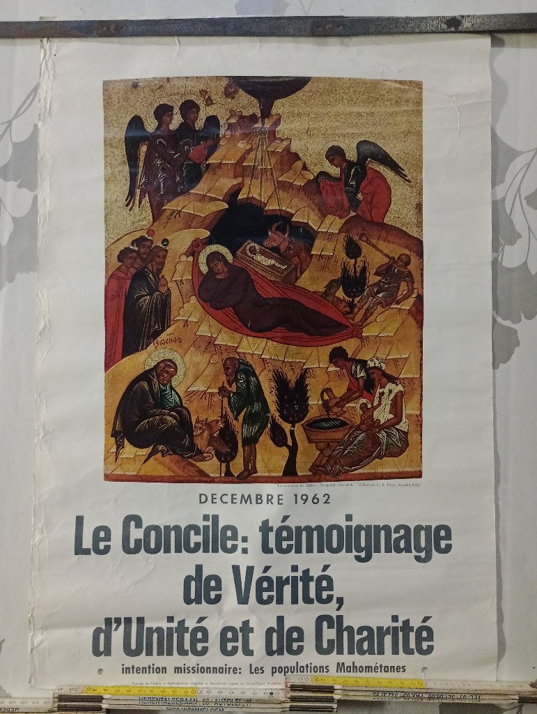 Affiche Religieuse 1962 Concile Vatican II 42x62cm, Enlèvement ou Envoi