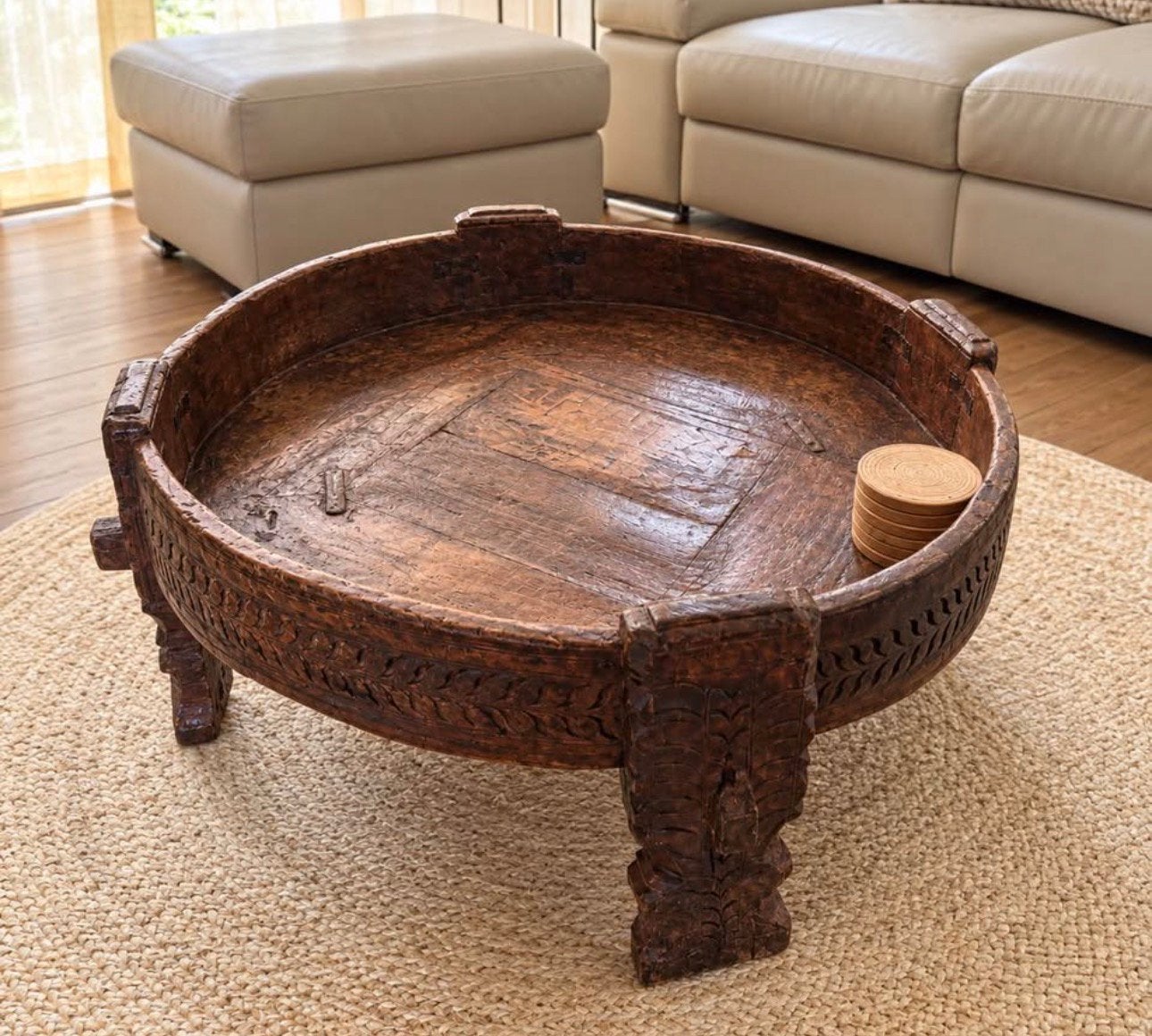 Table basse marron indienne, Enlèvement, Utilisé